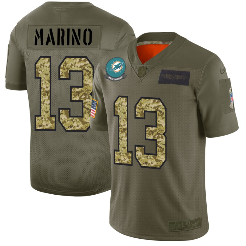 Miami Dolphins #13 Dan Marino Men Nike 2019 Olive Camo Salute To Service Limited NFL Jersey->miami dolphins->NFL Jersey